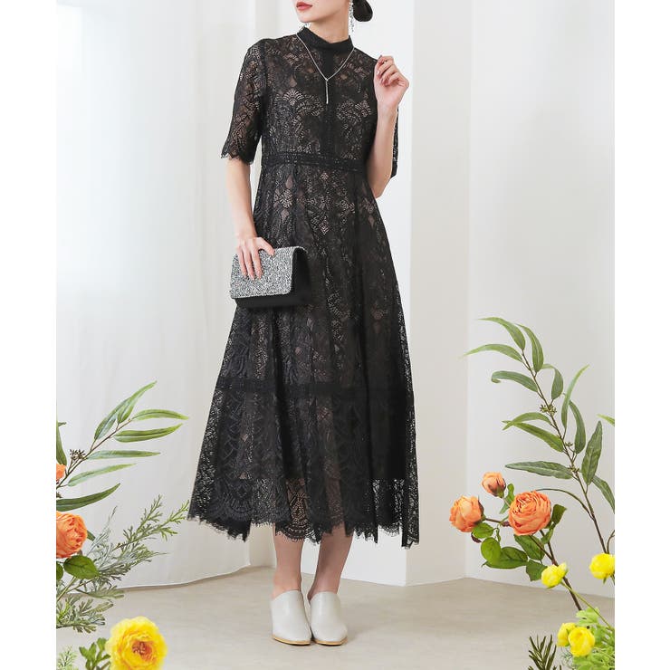 ネットで注文 ラメ×レース ロング ワンピースドレス[品番：BECW0010049]｜kana ワンピース