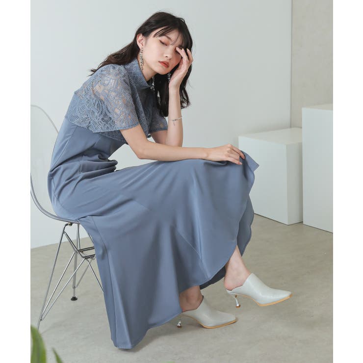 Kana ドレス 「低身長用サイズあり」 シアー素材 ボリューム袖