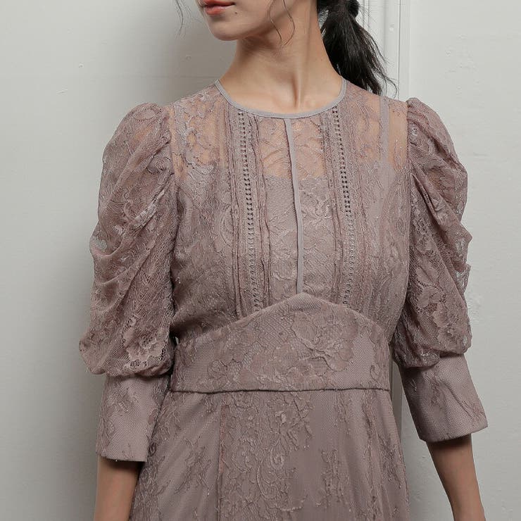 kana 総レース パイピングパーティーワンピースドレス 総レース パイピング ワンピース パーティー ドレス 結婚式