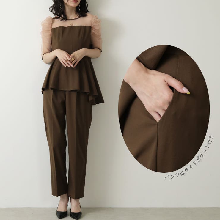 パーティードレス 結婚式 パンツドレス[品番：BECW0010285
