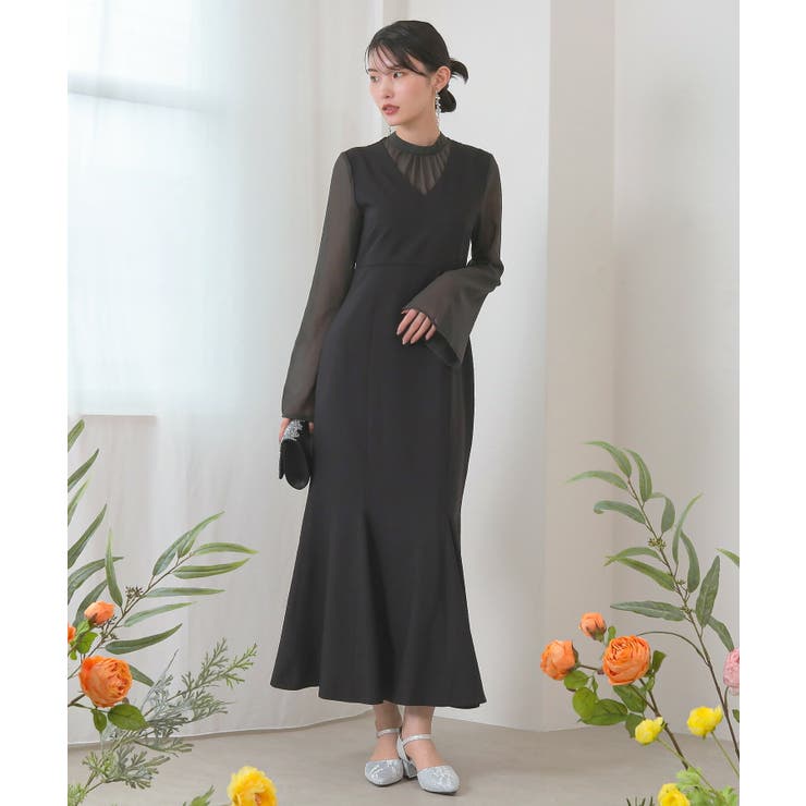 KANA / カットレース シアー ロング スリット パーティー ドレス 結婚式 お呼ばれ オケージョン WOMEN ワンピース/ドレス > ドレス