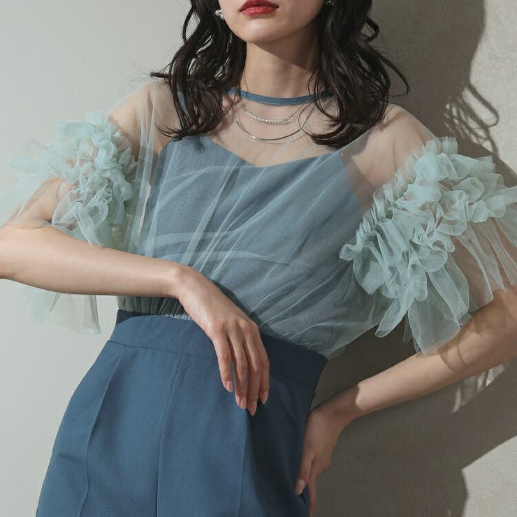 kana 結婚式　パーティードレス　ドレス　パンツ　授乳　セットアップ　ブルー kana 結婚式 パーティードレス ドレス パンツ 授乳 セットアップ