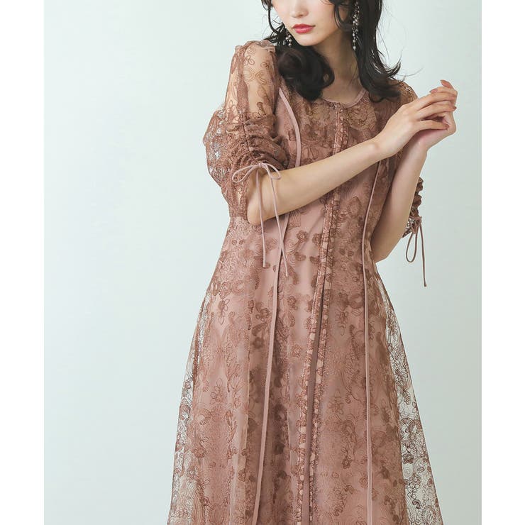 刺繍 レース Aライン レイヤードドレス 結婚式 二次会