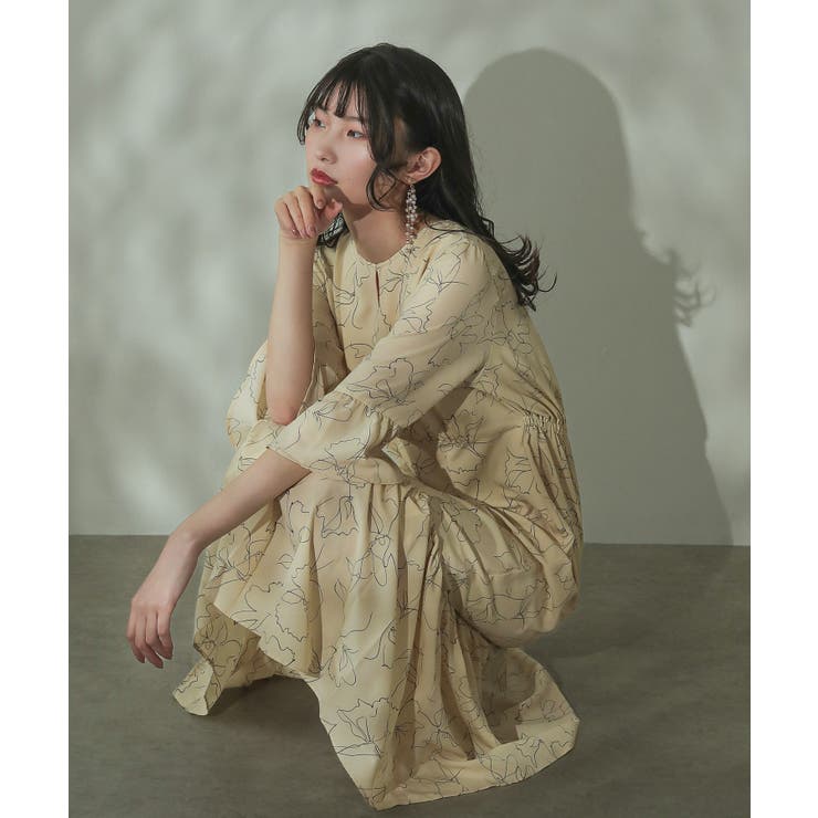 涙あき ライン フラワープリント[品番：BECW0010205]｜kana