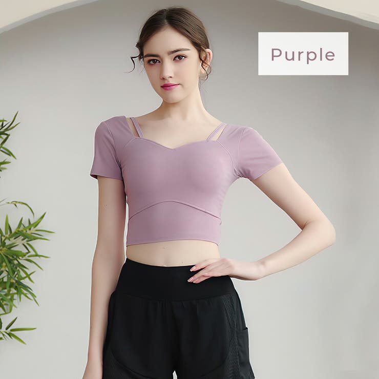 レース レイヤードトップ S カップ付き ヨガウェア バレエ ダンス