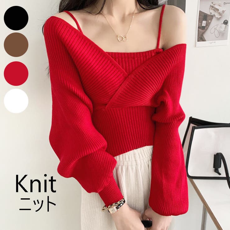 レイヤードニット オフショルダー プルオーバーニット | VICTORIA | 詳細画像1 