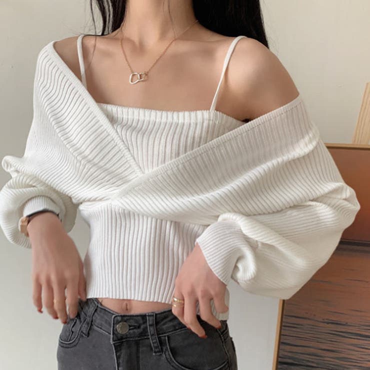 WHT | レイヤードニット オフショルダー プルオーバーニット | VICTORIA