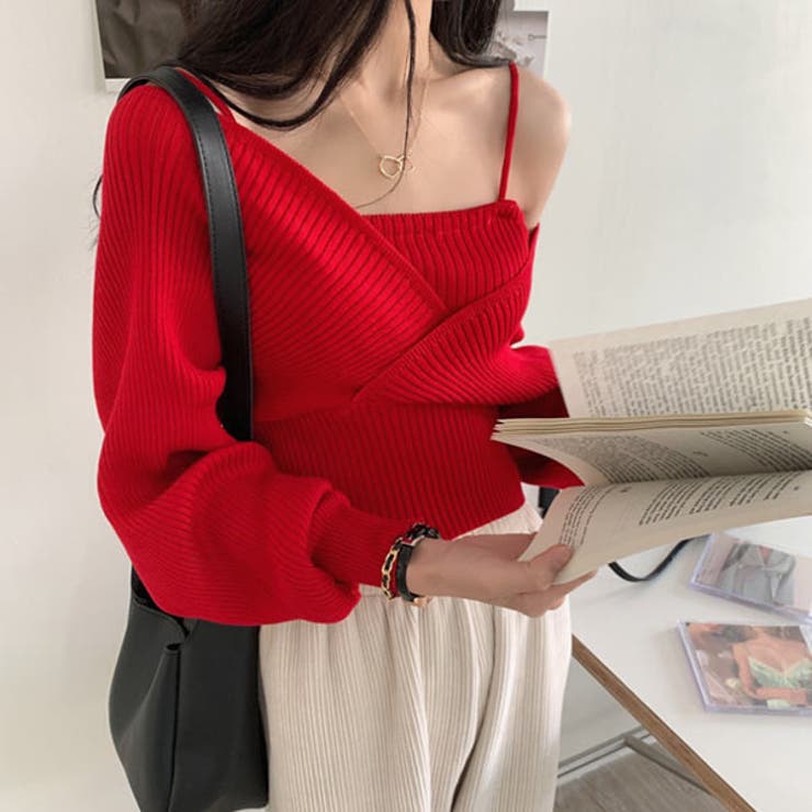 レイヤードニット オフショルダー プルオーバーニット | VICTORIA | 詳細画像3 