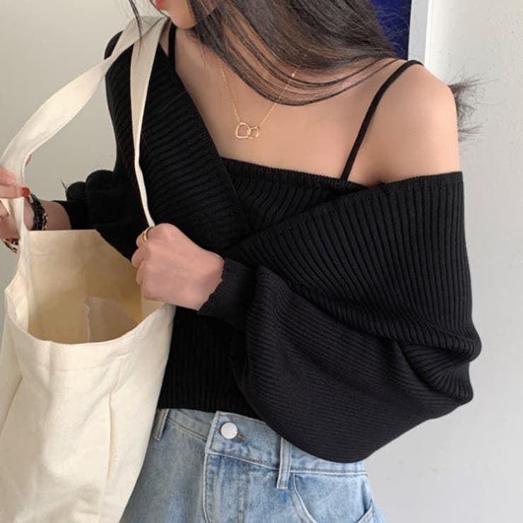 レイヤードニット オフショルダー プルオーバーニット | VICTORIA | 詳細画像7 