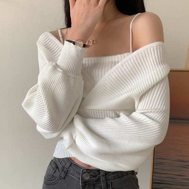 レイヤードニット オフショルダー プルオーバーニット | VICTORIA | 詳細画像8 