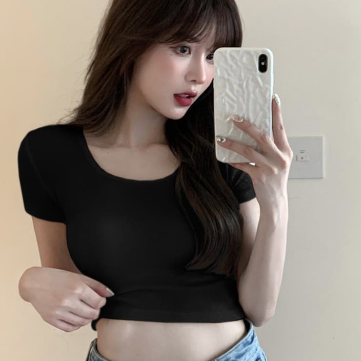 VIVETTA 売れ筋商品|||ヴィヴェッタ Tシャツ トップス レディース Tops Black クロップドTシャツ レディース Tシャツ[品番：VCTW0004315