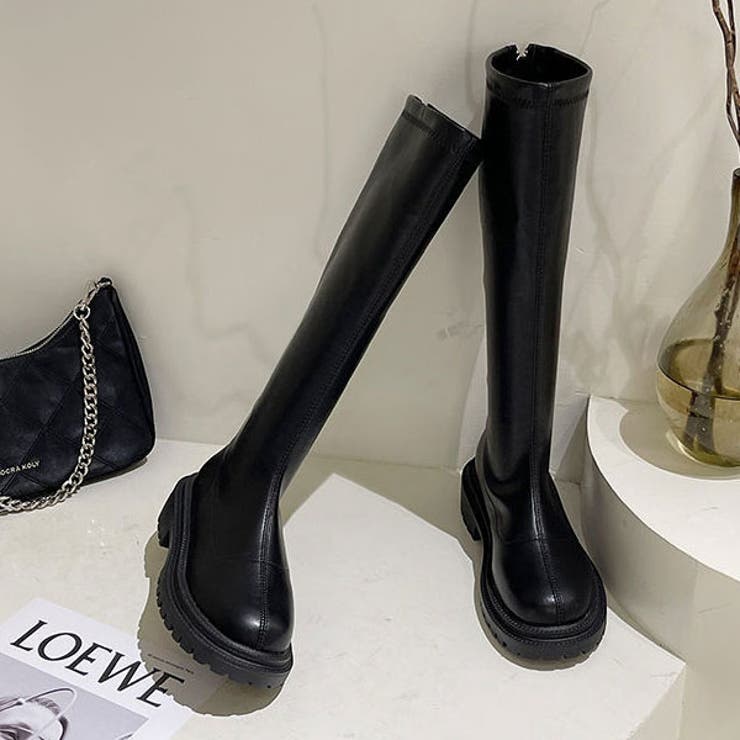 ★美品★LAROUTE トラックソールロングブーツ★バックファスナー ☆美品☆LAROUTE トラックソールロングブーツ☆バックファスナー