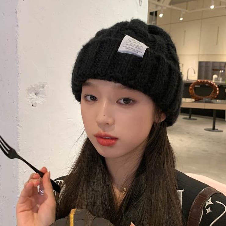 BLK | ケーブルニット帽 レディース ビーニー帽子 | VICTORIA