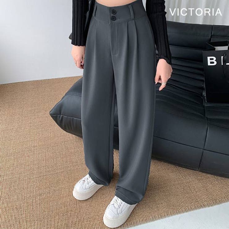 GRY | ハイウエスト タックパンツ レディース | VICTORIA