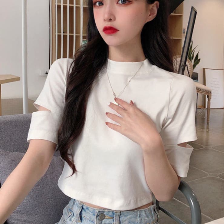 モックネックカラーTシャツ クロップドTシャツ レディース | VICTORIA | 詳細画像10 