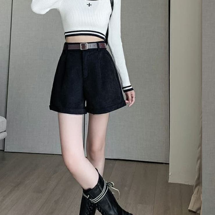 ショートパンツ レディース ベルト付き[品番：VCTW0004369