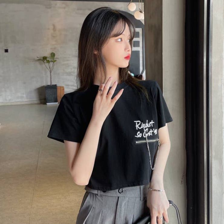 売れ筋商品|||アイヴィ オーク Tシャツ レディース トップス KLARA - Top - schwarz クロップドTシャツ レディース Tシャツ[品番：VCTW0004315