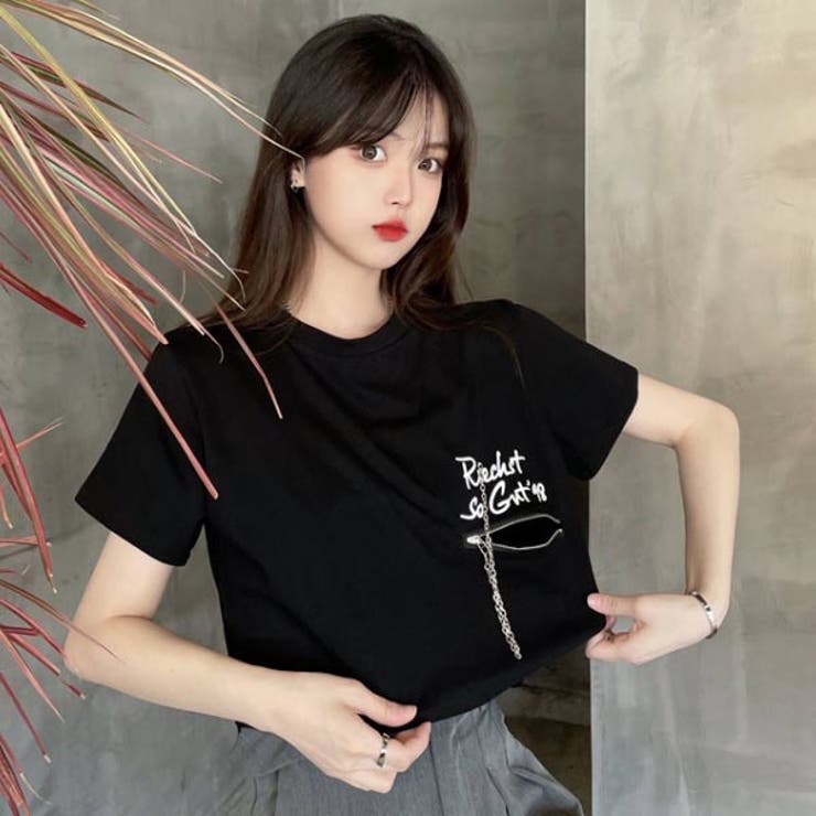 売れ筋商品|||ステゥド Tシャツ レディース トップス LOU - Top - black クロップドTシャツ レディース Tシャツ[品番：VCTW0004315