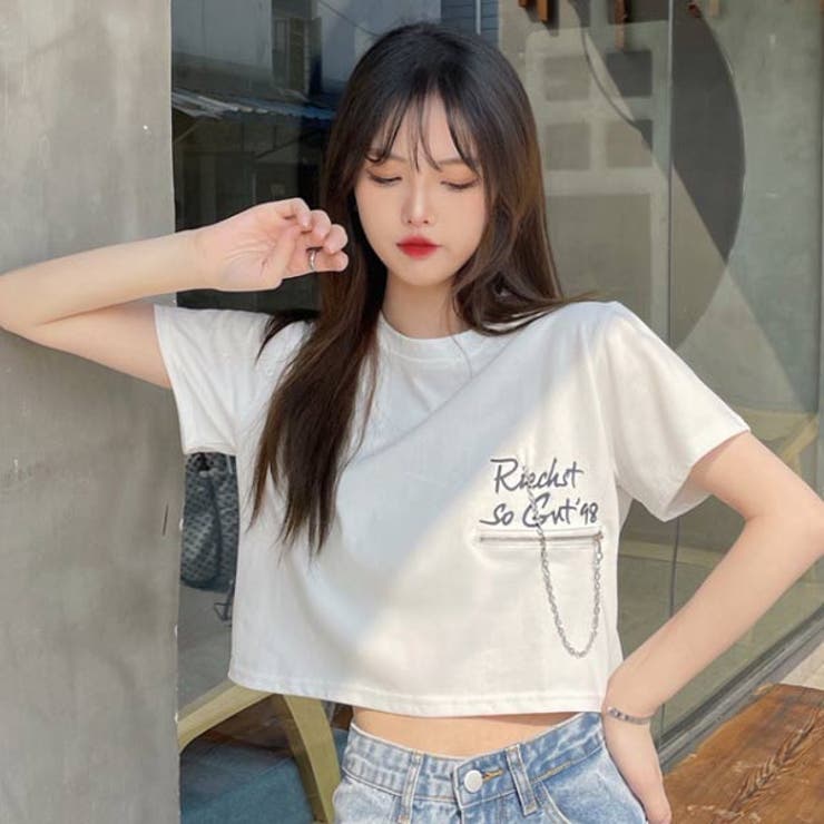 tシャツ 「INSTANTFUNK」ステッチ クロップド Tシャツ レディース クロップドTシャツ レディース Tシャツ[品番：VCTW0004315