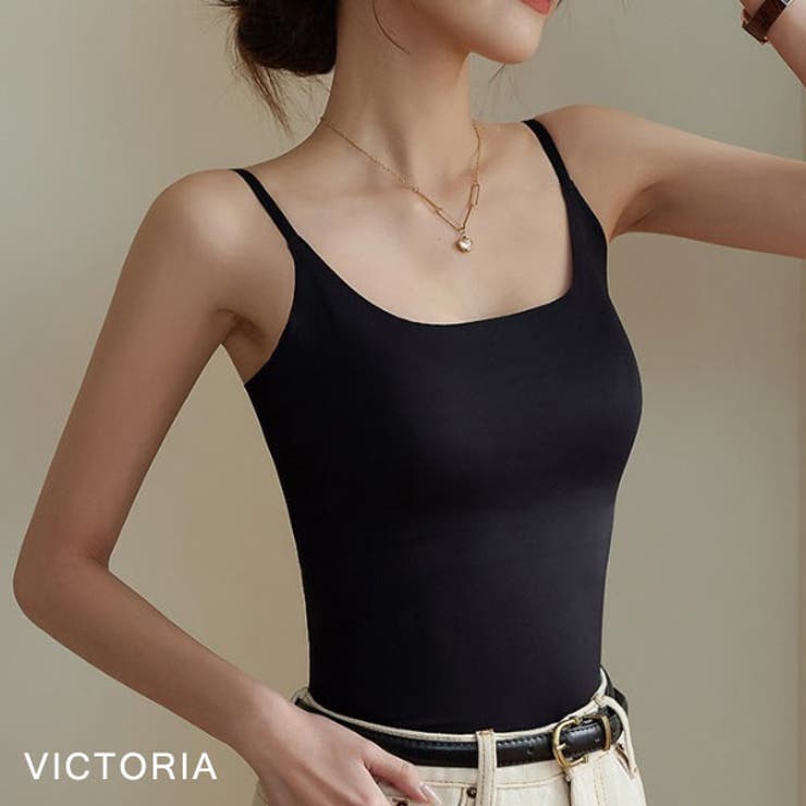 BLK | 接触冷感カップ付きキャミソール  ブラ要らずで楽ちん◎ ブラキャミ | VICTORIA