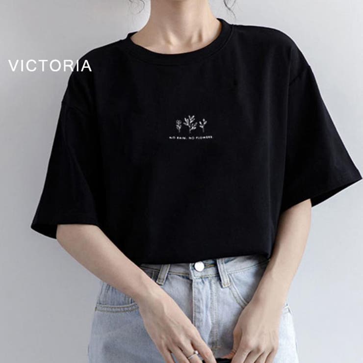 BLK | ミニロゴプリントTシャツ 体型カバーTシャツ ロゴプリント | VICTORIA