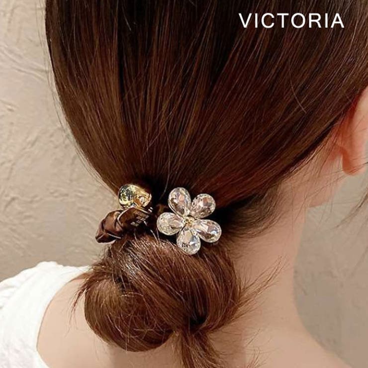 ヘアゴム フラワービジューヘアゴム ラインストーン[品番