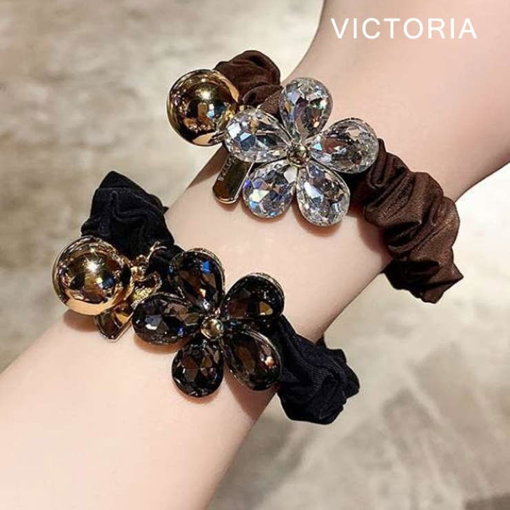 ヘアゴム フラワービジューヘアゴム ラインストーン[品番：VCTW0004560