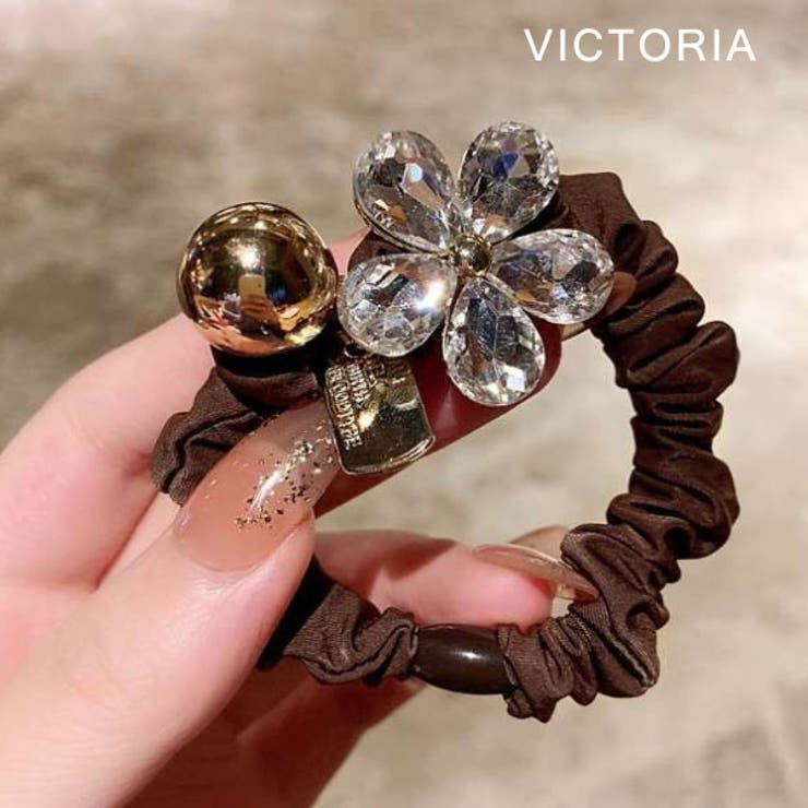 ヘアゴム フラワービジューヘアゴム ラインストーン[品番：VCTW0004560