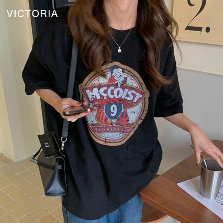 韓国ファッション ロゴプリントTシャツ Tシャツ | VICTORIA | 詳細画像12 