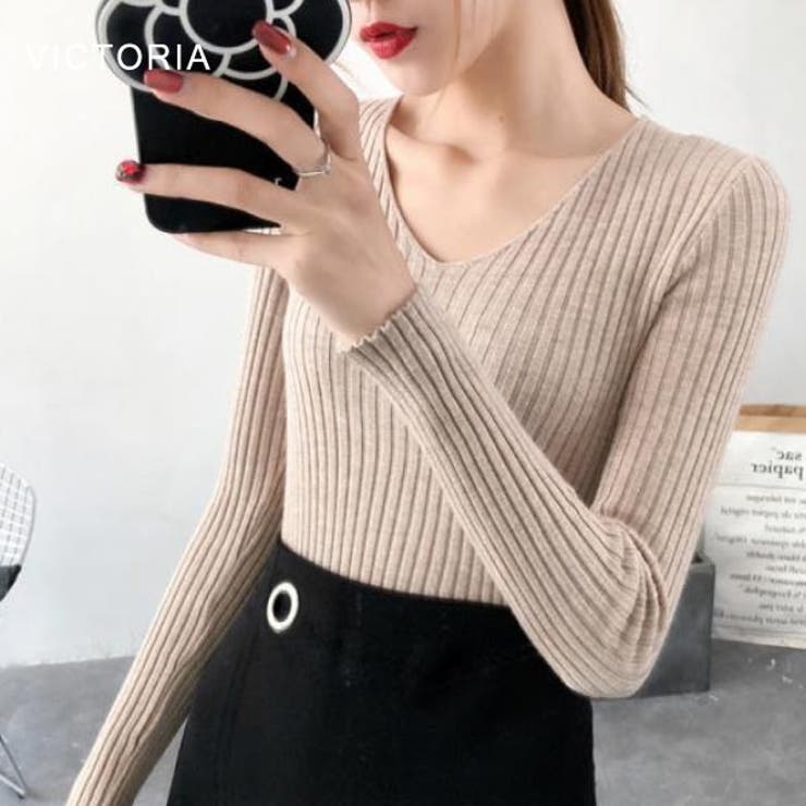 Vネック リブニット トップス | VICTORIA | 詳細画像10 