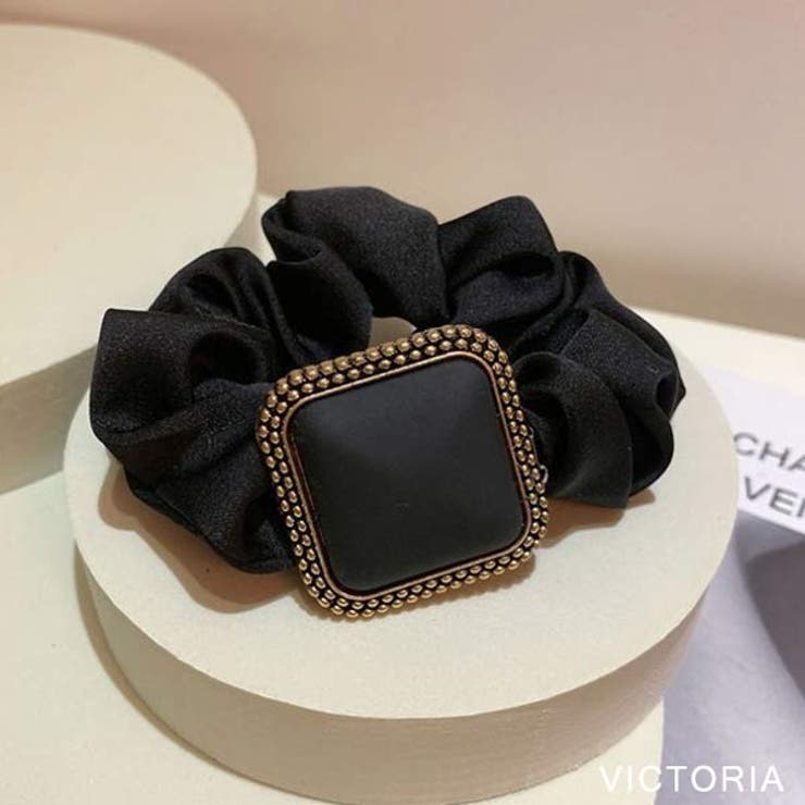 BLK | シュシュ ヘアゴム スクエア | VICTORIA