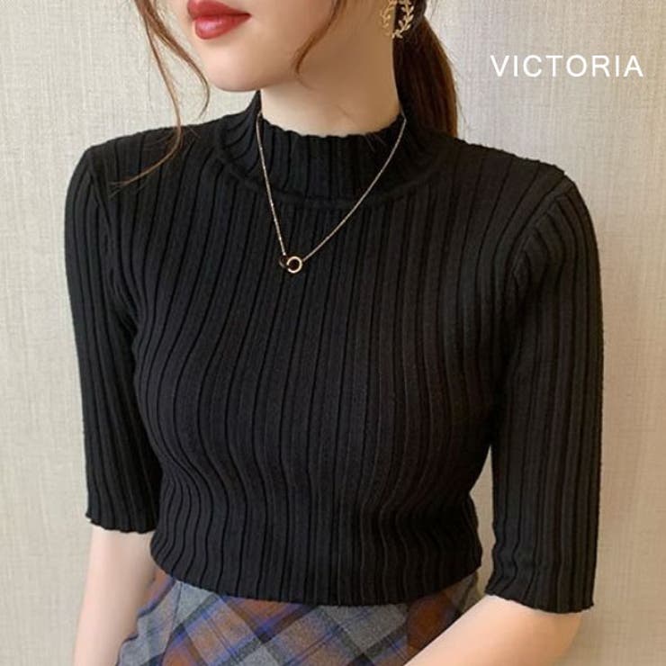 BLK | リブニット トップス レディース | VICTORIA