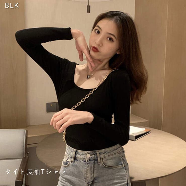 BLK | 韓国風ショート丈ロンT レディース クロップド丈 | VICTORIA