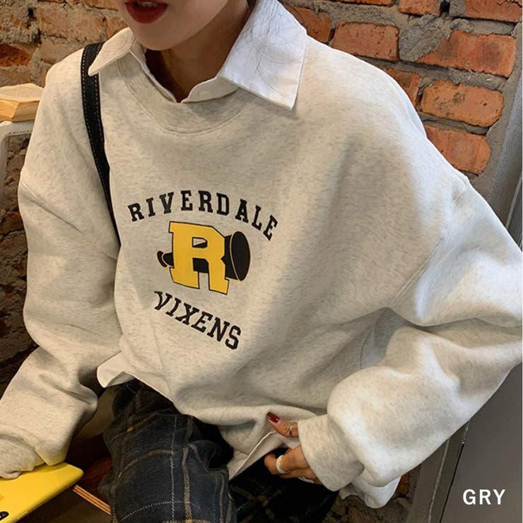 GRY | カレッジロゴ裏起毛スウェット 韓国 ストリート | VICTORIA