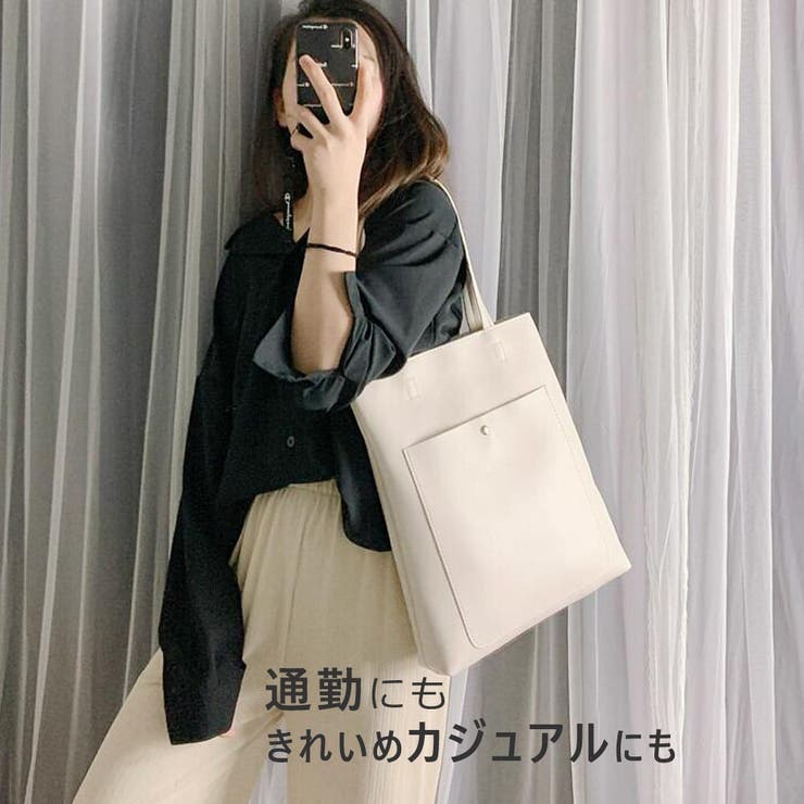 A4対応 軽量PUレザー縦型トートバッグ レディース[品番：VCTW0002992