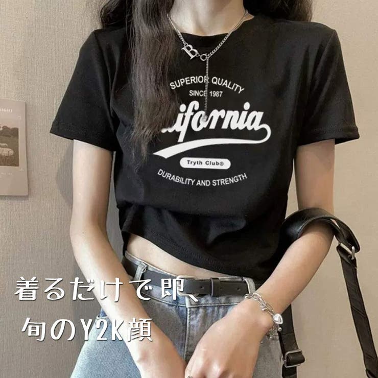 【トレンド】Y2Kファッション ロゴクロップドTシャツ レディース | VICTORIA | 詳細画像2 