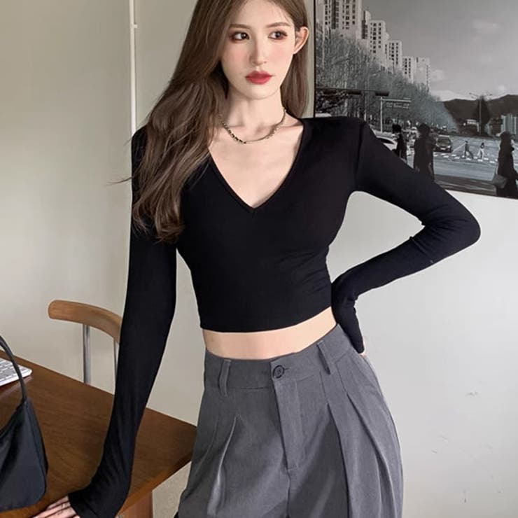 ロンT クロップドTシャツ レディース[品番：VCTW0004255]｜VICTORIA