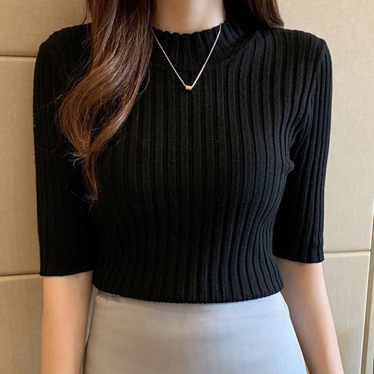 BLK | 半袖 リブニット 小さめ | VICTORIA
