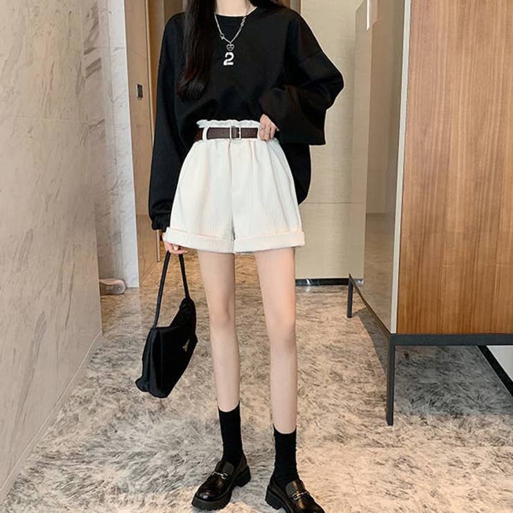 ショートパンツ レディース ベルト付き[品番：VCTW0003969