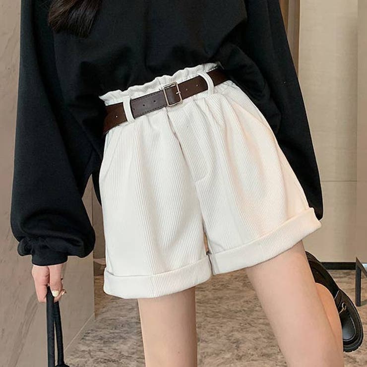 ショートパンツ レディース ベルト付き[品番：VCTW0003969