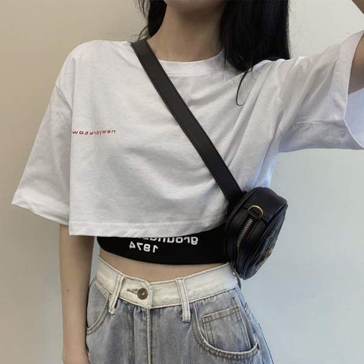 レディース　クロップドTシャツ　トレーニングウエア　韓国ファッション
