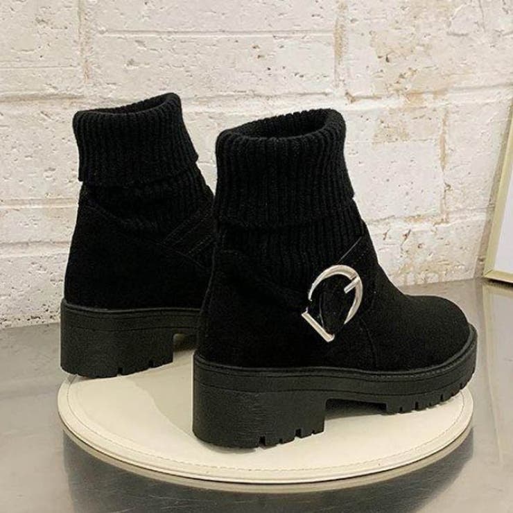 ショートブーツ 2way リブニットソックスブーツ[品番：VCTW0004411