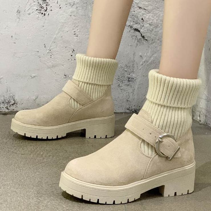 速くおよび自由な ショートブーツ リブニットソックスブーツ[品番 2way シューズ(女性用)