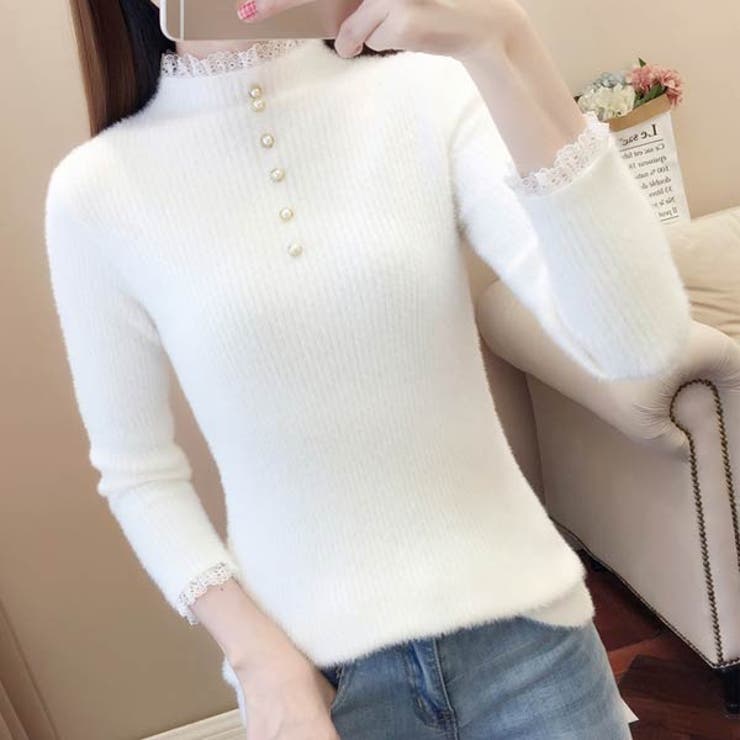 WHT | ハイネック シャギー リブニット | VICTORIA