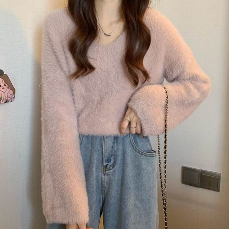 ざっくり　ニット　トップス　レディース　韓国　ファッション