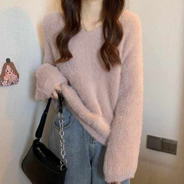ざっくり　ニット　トップス　レディース　韓国　ファッション