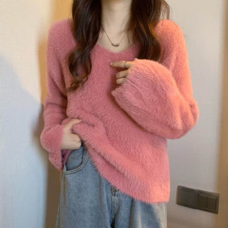 ざっくり　ニット　トップス　レディース　韓国　ファッション