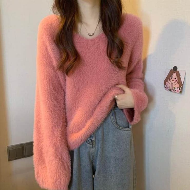 ざっくり　ニット　トップス　レディース　韓国　ファッション