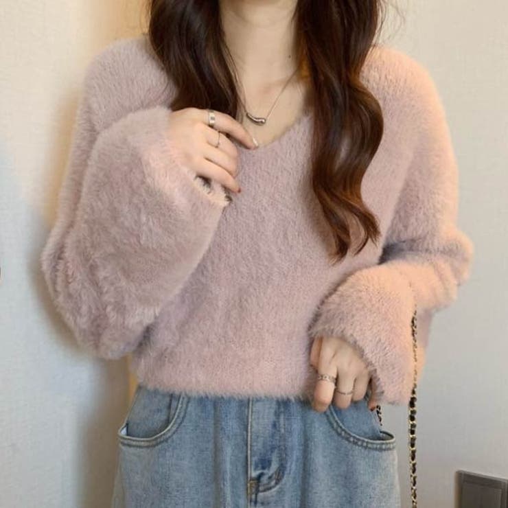 ざっくり　ニット　トップス　レディース　韓国　ファッション
