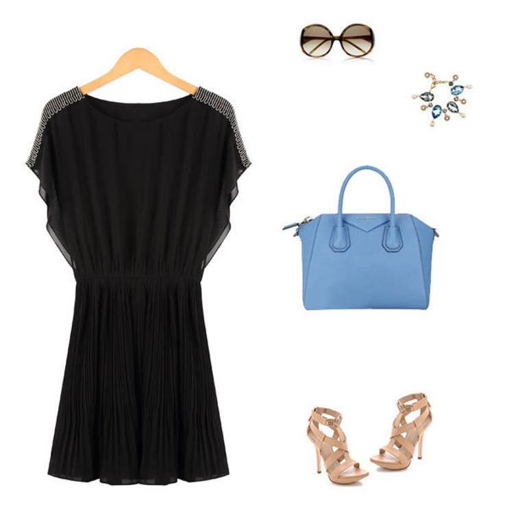 シフォンドレス 結婚式ワンピース黒 ドレス | VICTORIA | 詳細画像4 